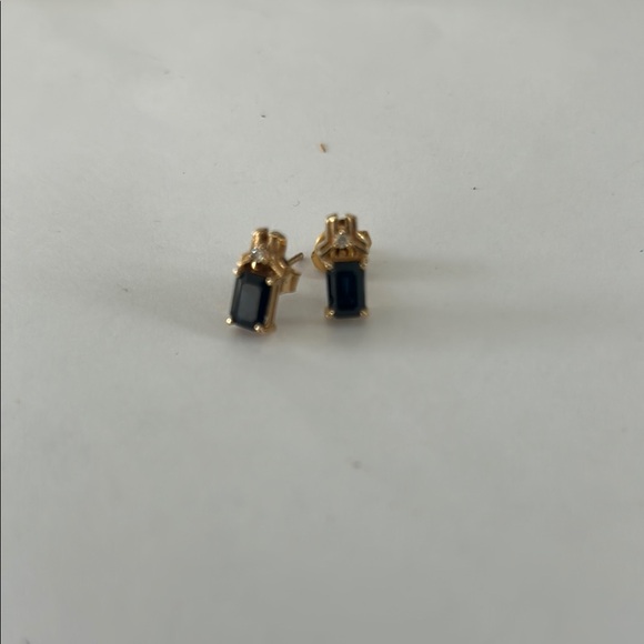 Jewelry - Elegant Gold and Blue Stud Earrings